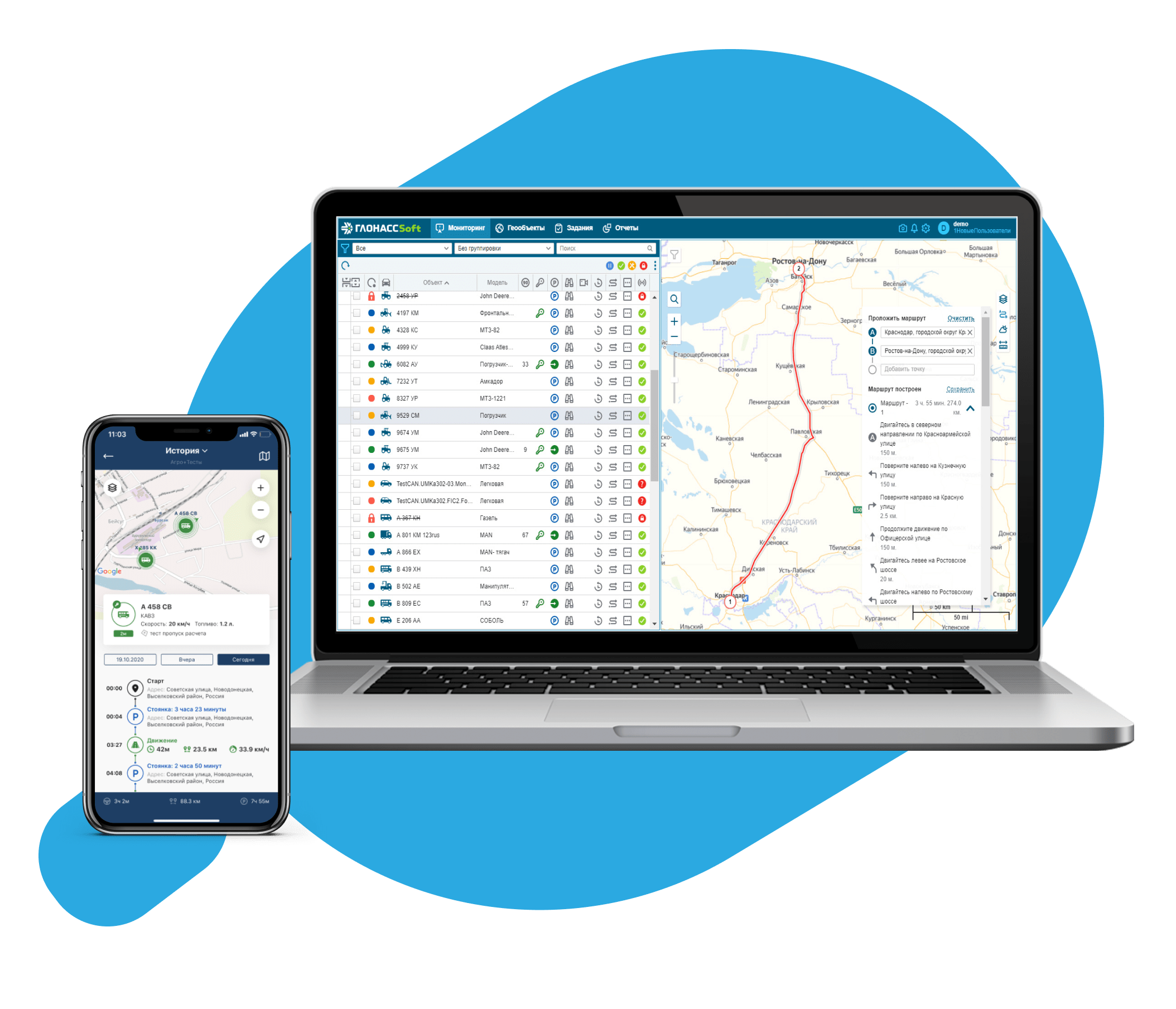 Система контроля за движением транспорта. ГЛОНАСС/GPS